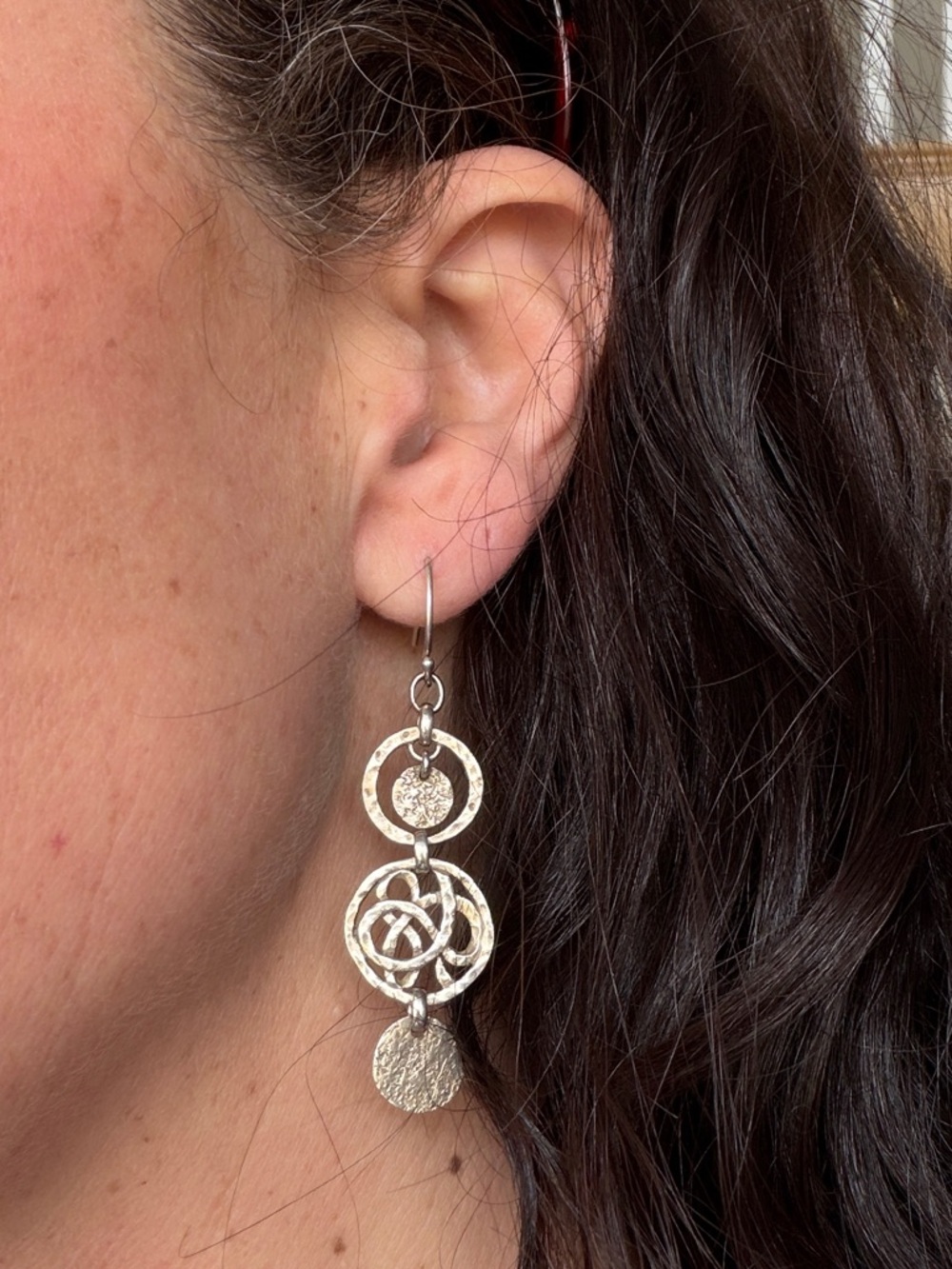 Silpada Hammered Oxidized .925 Silver Circle Drop Earrings